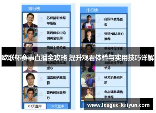 欧联杯赛事直播全攻略 提升观看体验与实用技巧详解